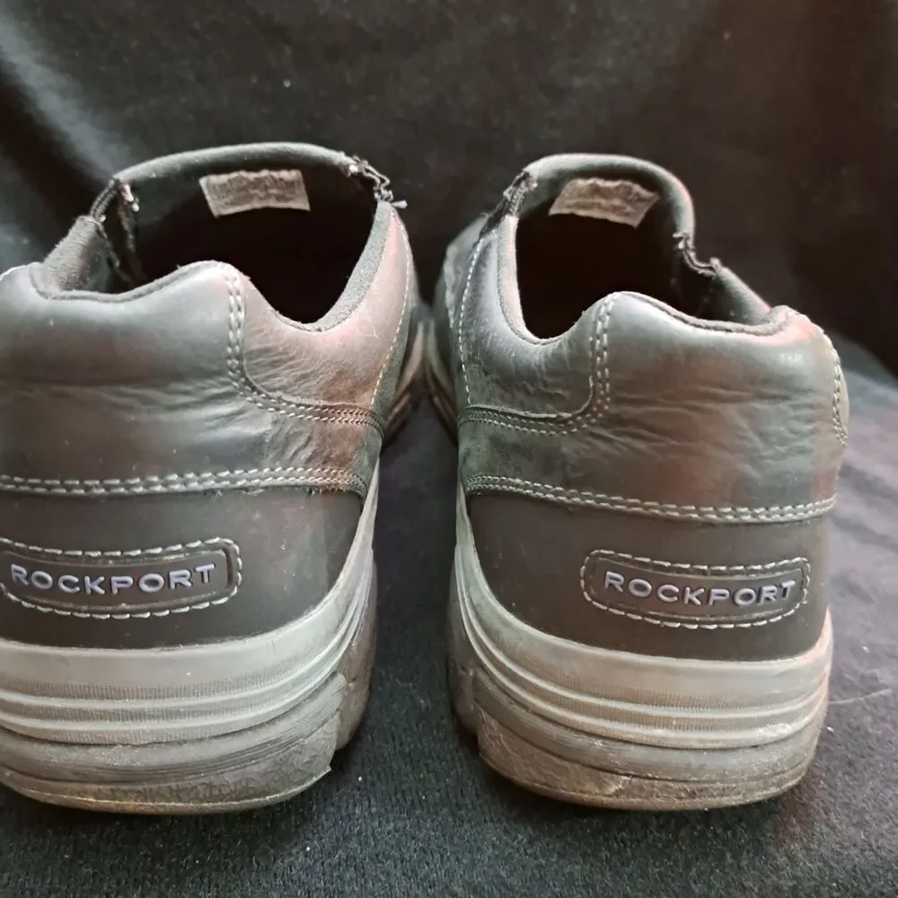 Rockport Shoes Mens Size 11 Black Leather Slip On Hydro-Shield